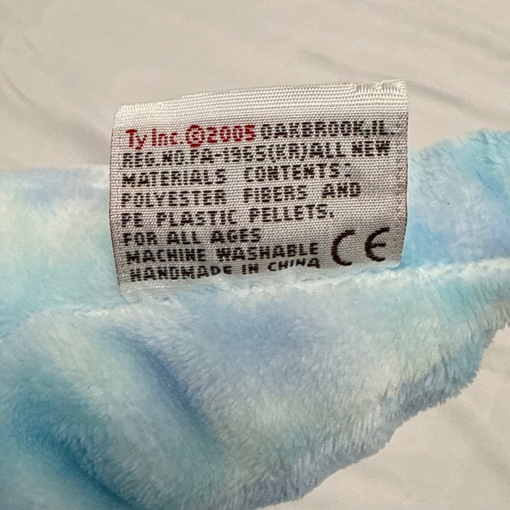 Ty Pluffies Tromps Triceratops Dinosaur Plush Blue Tie Dye Stuffed Animal 2005 - Picture 6 of 8